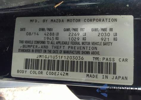 2015 Mazda Mazda6 I Sport z USA, uszkodzony, nr VIN JM1GJ1U51F1203036